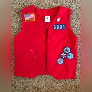 Red American Heritage Girls Vest with Patches & Necktie